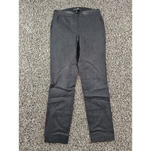 Leighton Womens Sz S Oull On Straifght Leg Dress Pants Black Gray Striped